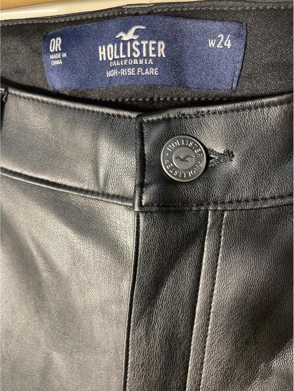 Hollister High Rise Flare Faux Leather Pants Women's 0 Black - Picture 2 of 7